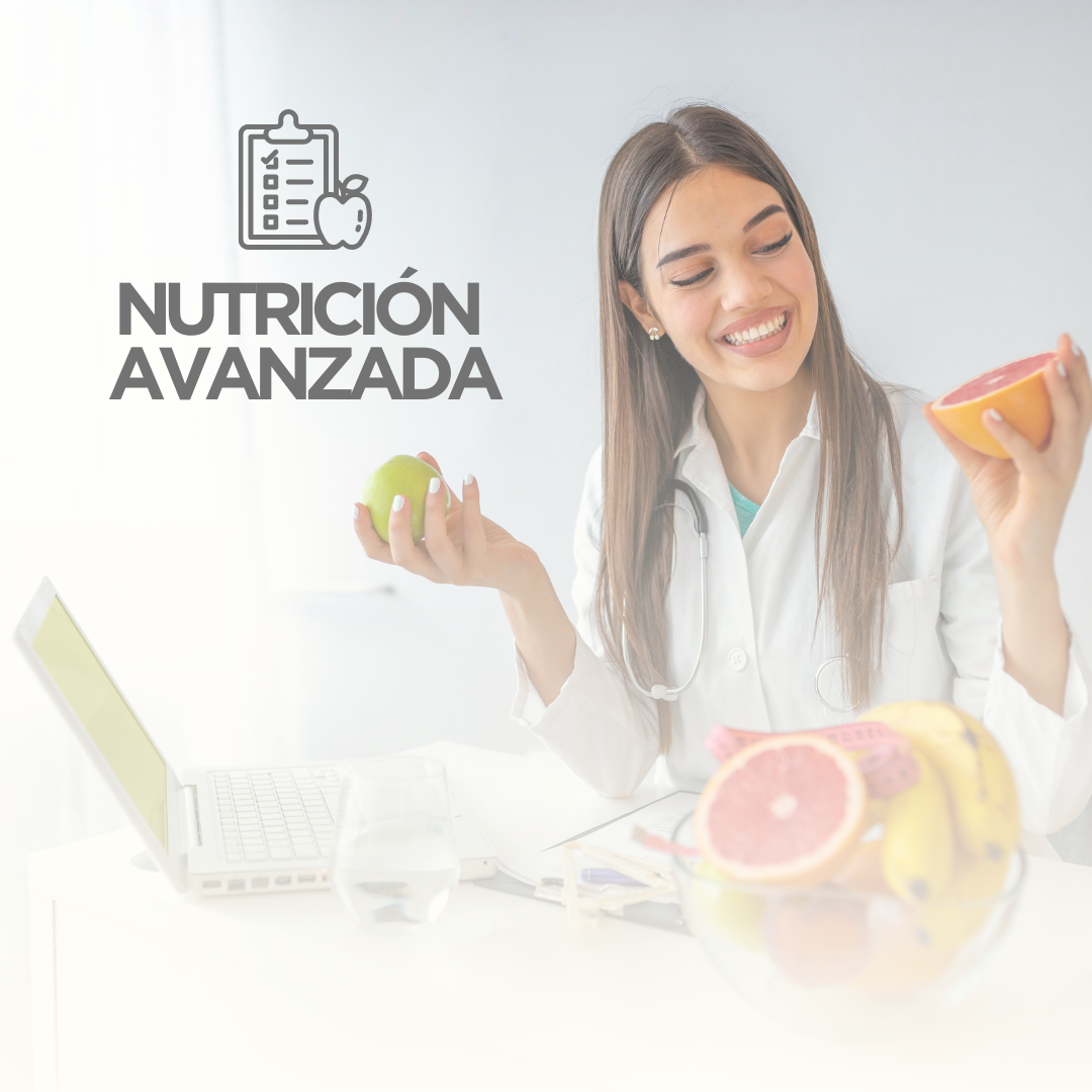 Nutricionista sonriente con frutas frescas, representando servicios de nutrición avanzada y personalizada